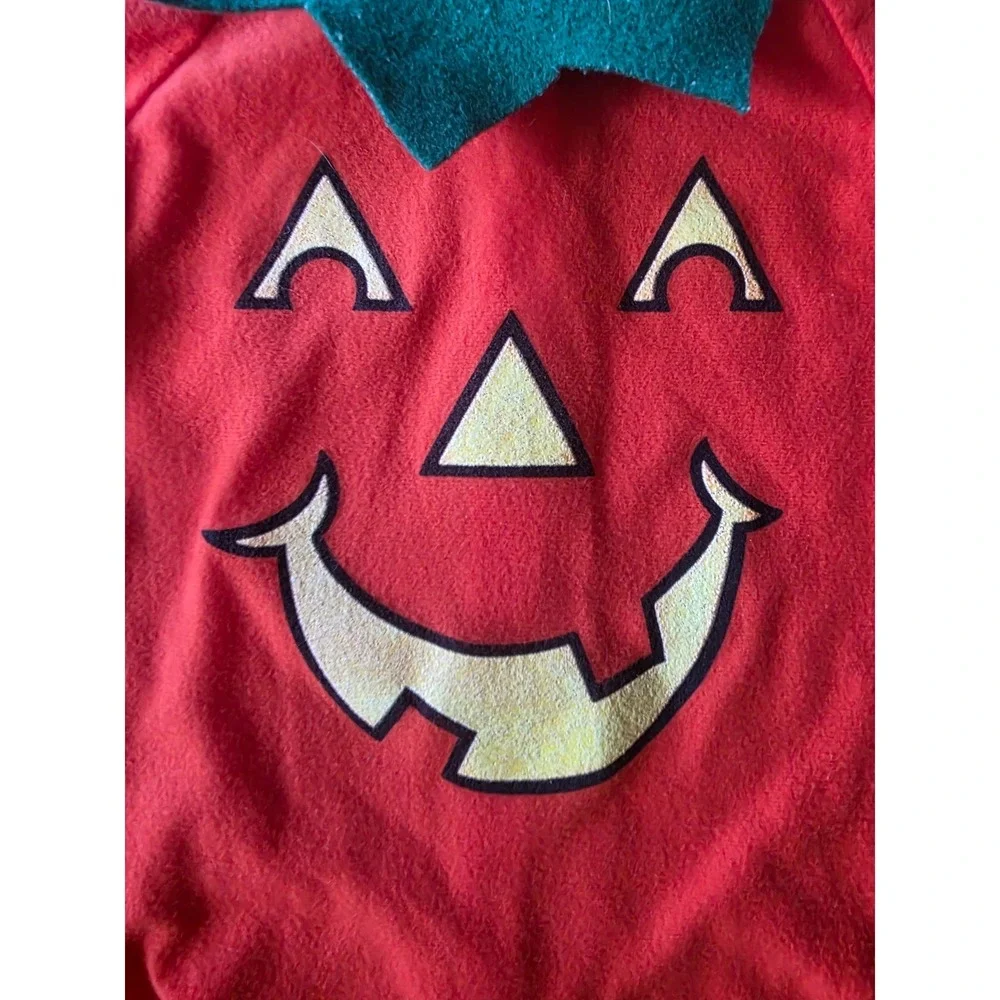 Vtg Infant Pumpkin Halloween Costume Sleeper with Hat Orange 12-17 lbs